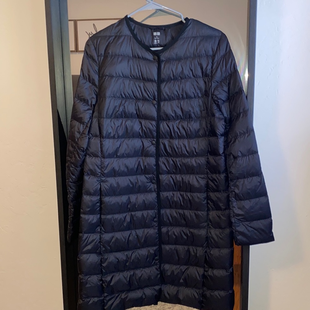 Uniqlo black packable long puffer